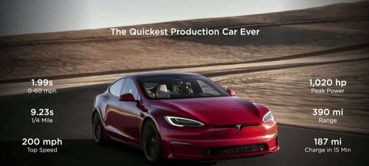 Tesla Model S Plaid 2022 có khả năng tăng tốc ấn tượng