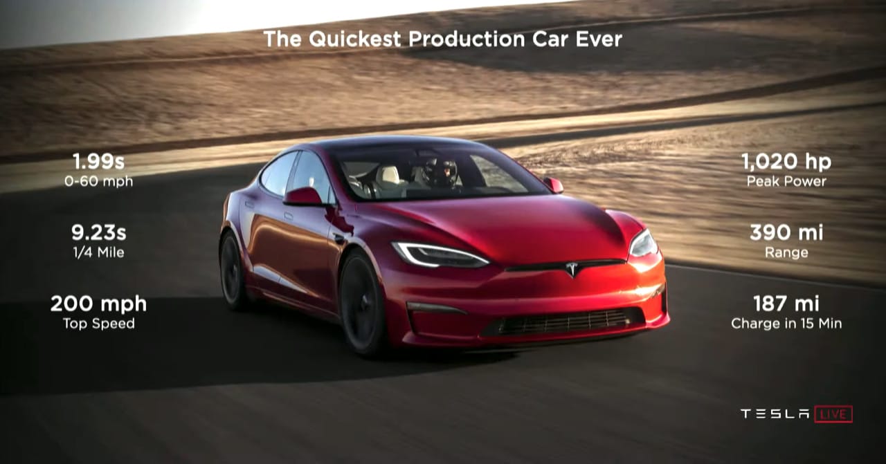 Xe điện Tesla Model S Plaid 2022 trình làng: “Nhanh hơn xe Porsche, an toàn hơn xe Volvo”